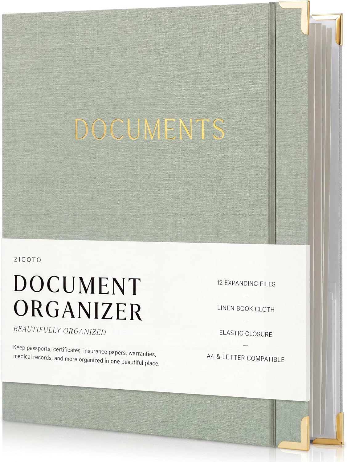 Important Document Organizer Set with Folders - Complete Linen Ring Binder Set Safely Stores All Documents & Files in One Place - Easy to Use Expanding Storage Incl. Envelopes, Pockets & Labels