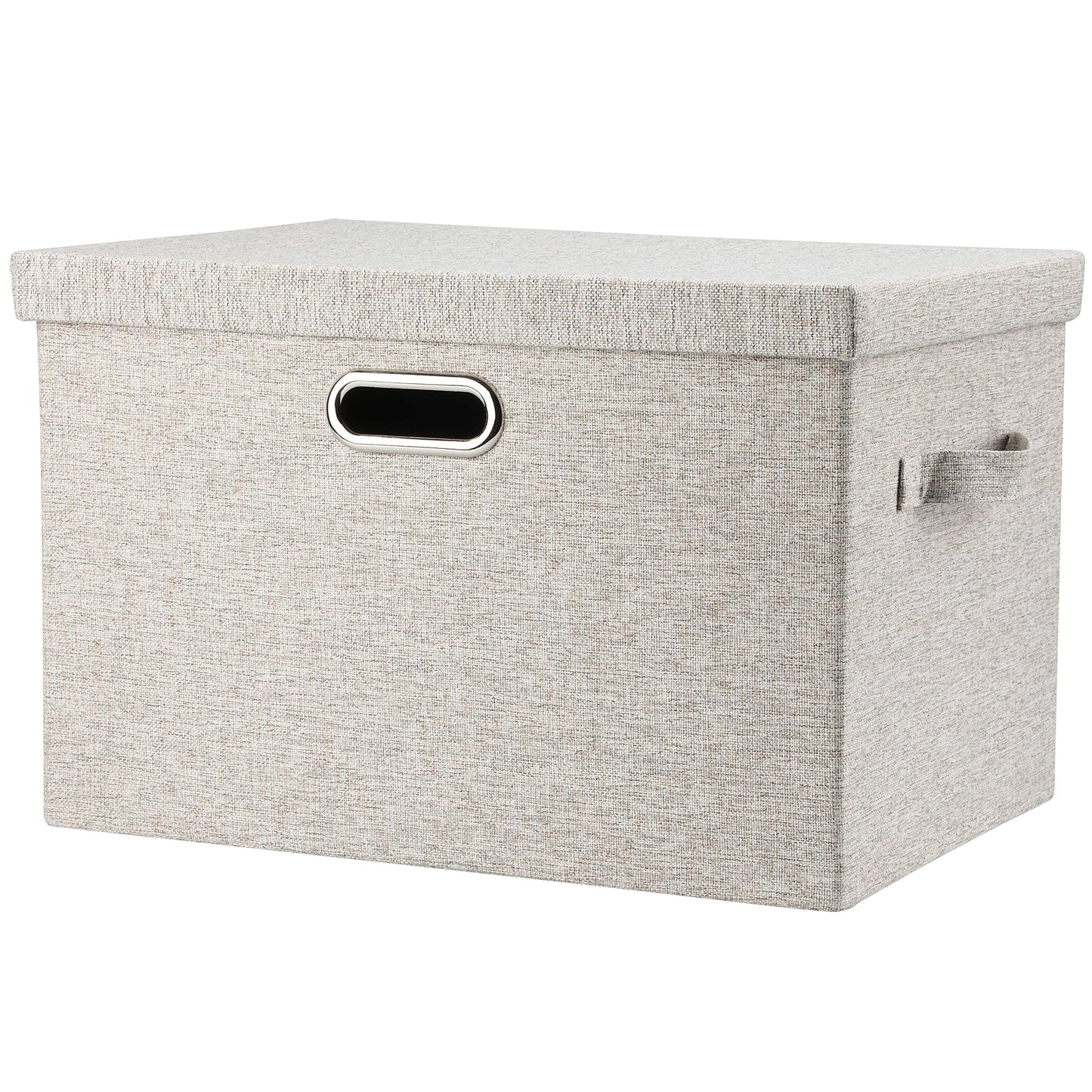 Graciadeco Large Quart Collapsible Stackable Storage Bins with Lids, 3 Packs Beige Linen Fabric Closet Boxes with Lids, Storage Cube Baskets Container Organizers for Bedroom Office(16.6 x 11.7 x 10.8) | 36 Quart 3 Pack Beige Collapsible Stackable Linen Fa
