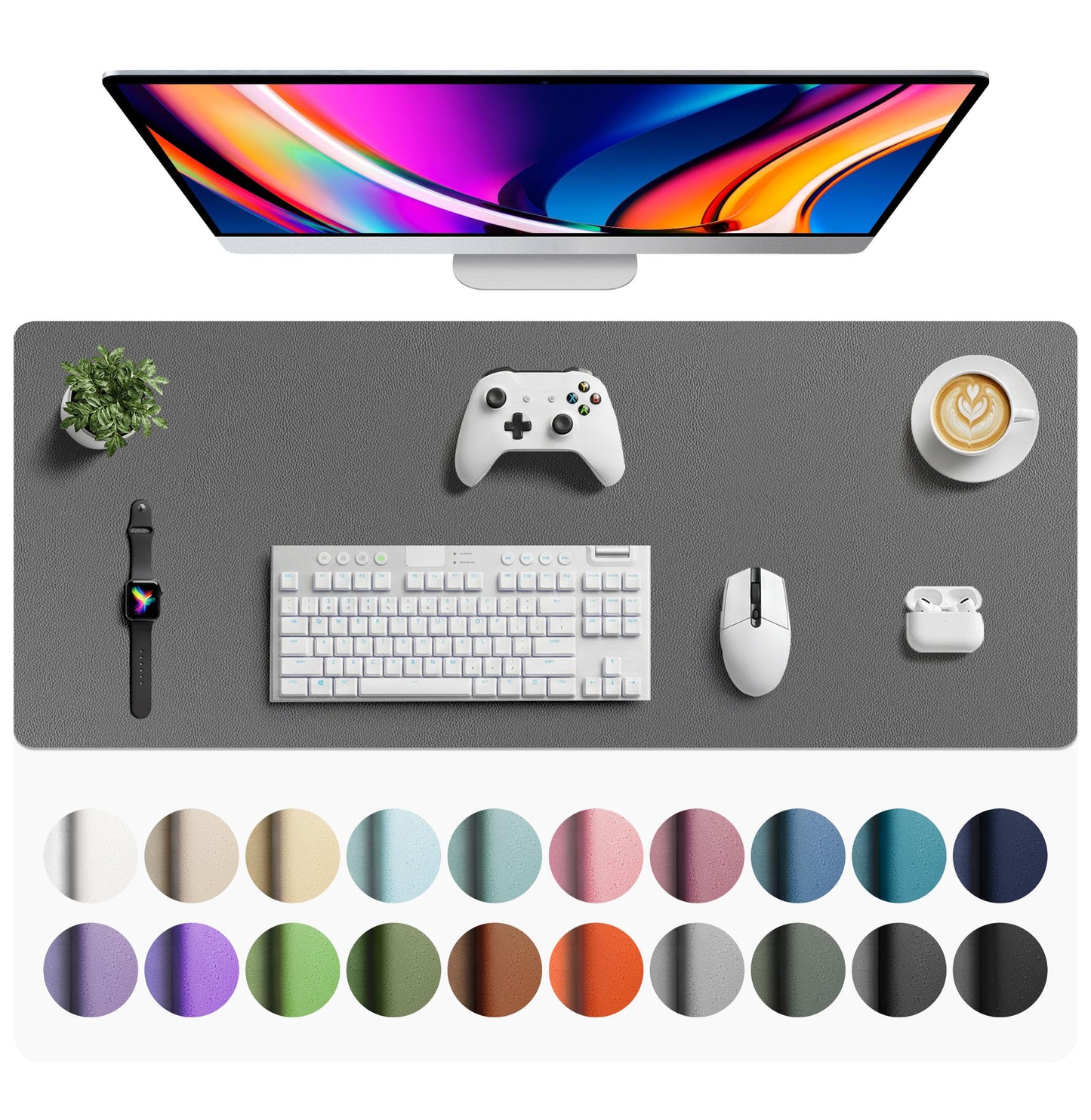 Aothia Leather Office Desk Pad Protector, Non-Slip PU Leather Desk Blotter, Waterproof Laptop Writing Mouse Pad for Office and Home, Black, 31.5" x 15.7"
