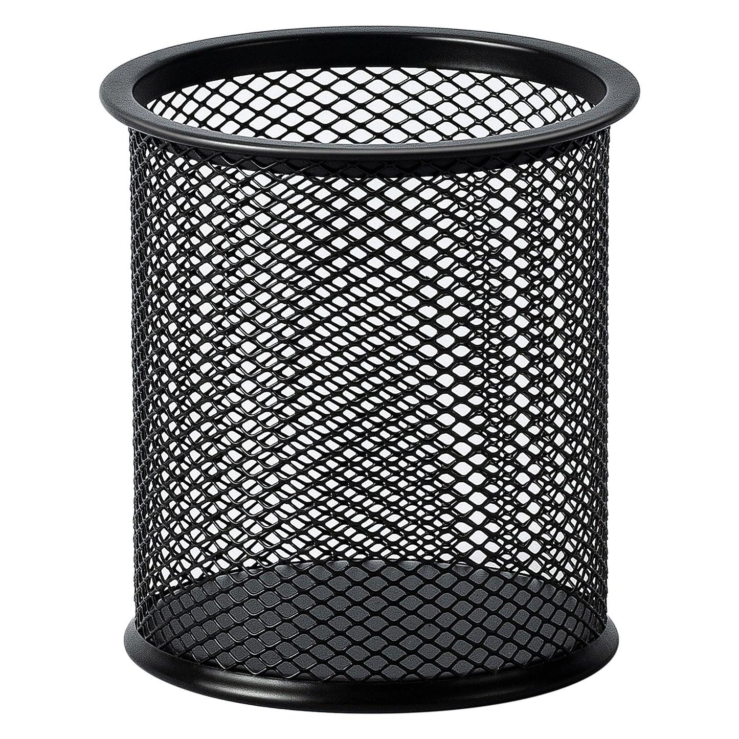 Amazon Basics Wire Mesh Pen Holder, Pencil Cup Desk Organizer for Stationery, Scissors, Office Caddy Storage, 3.7" x 3.3", Black