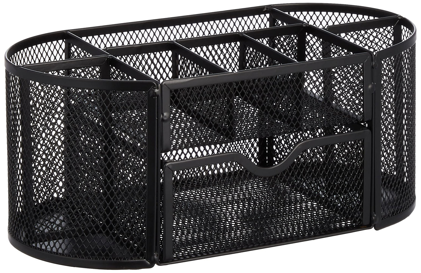 Amazon Basics Wire Mesh Pen Holder, Pencil Cup Desk Organizer for Stationery, Scissors, Office Caddy Storage, 3.7" x 3.3", Black