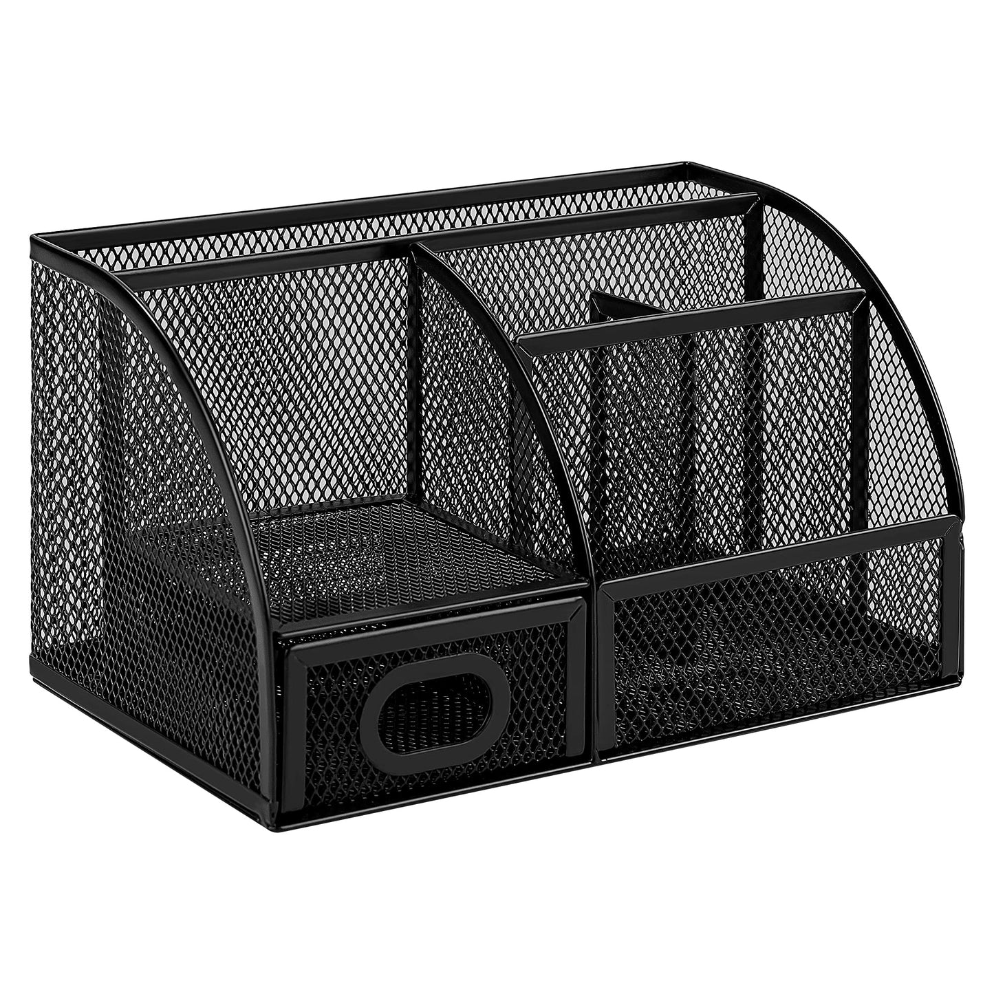 Amazon Basics Wire Mesh Pen Holder, Pencil Cup Desk Organizer for Stationery, Scissors, Office Caddy Storage, 3.7" x 3.3", Black