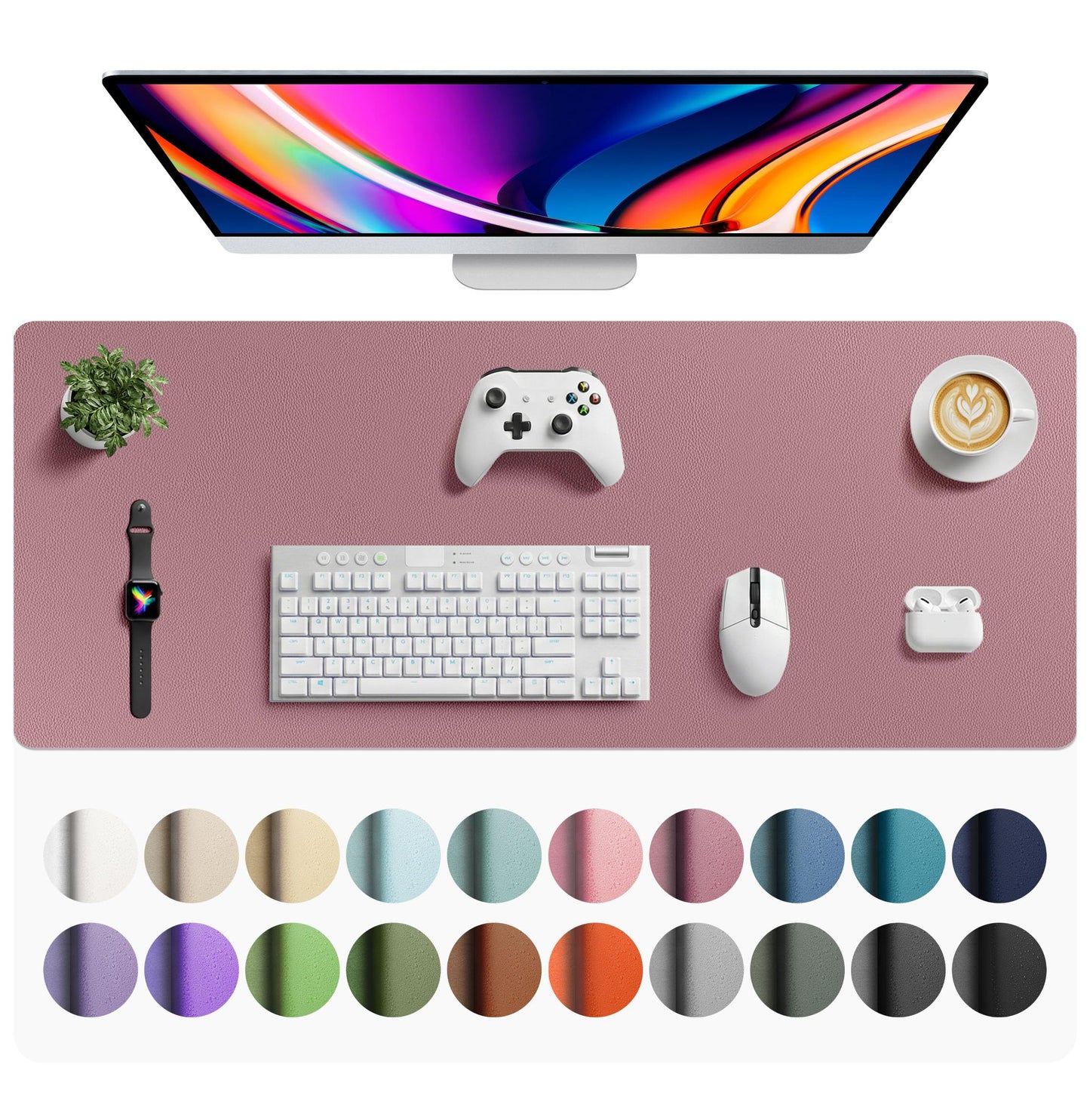 Aothia Leather Office Desk Pad Protector, Non-Slip PU Leather Desk Blotter, Waterproof Laptop Writing Mouse Pad for Office and Home, Black, 31.5" x 15.7"
